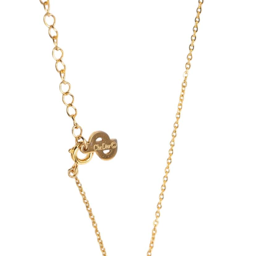 Dior Gold Plated Oblique Strass Necklace Gold Metal Very good condition - Box View
