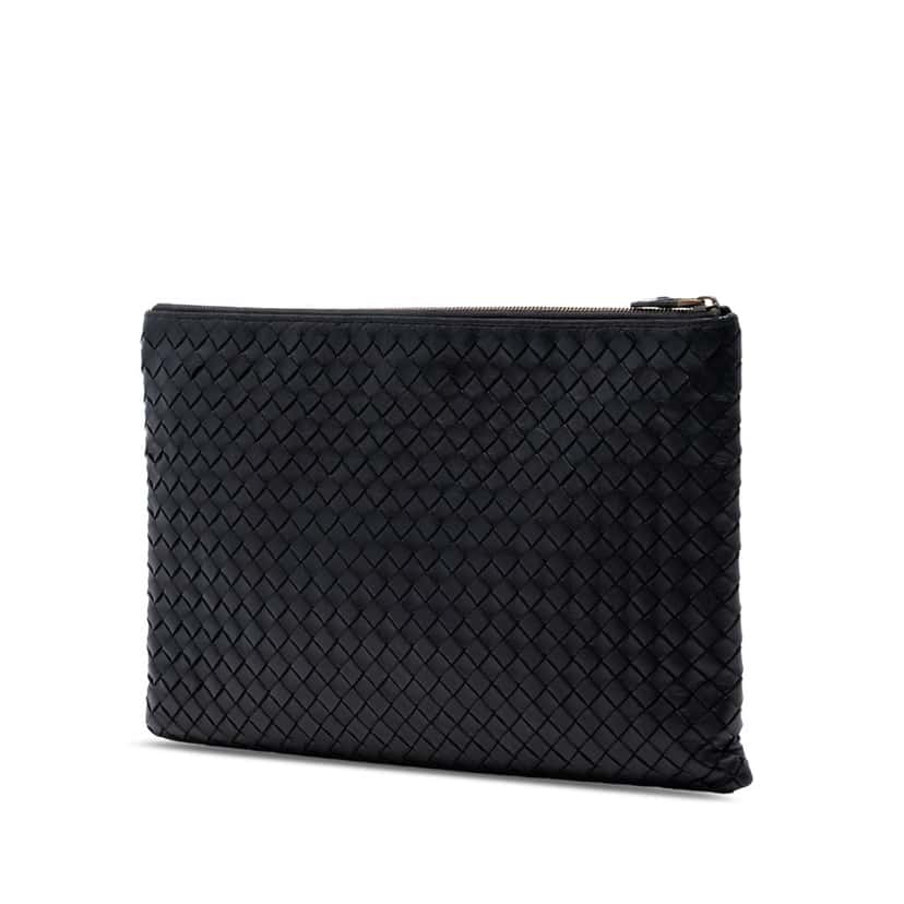 Bottega Veneta Nappa Intrecciato Clutch Black Leather Very good condition - Back View