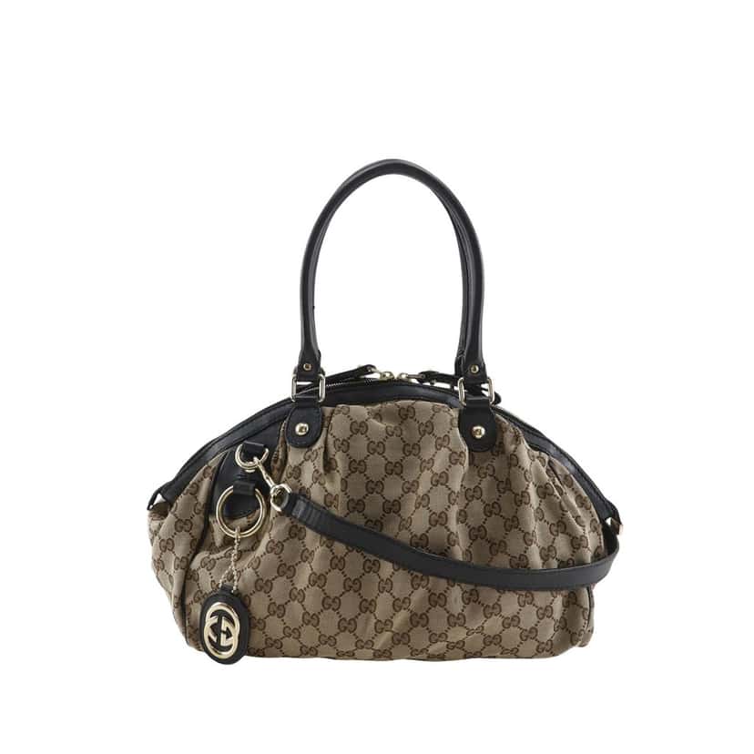 Gucci GG Canvas Sukey Satchel Beige Very good condition - Front View