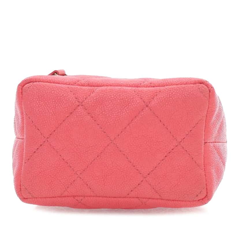 Chanel Mini CC Caviar Top Handle Vanity Case Pink Leather Very good condition - Inside View