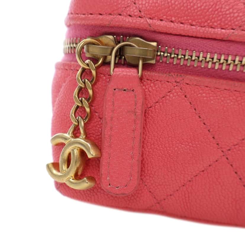 Chanel Mini CC Caviar Top Handle Vanity Case Pink Leather Very good condition - Box View