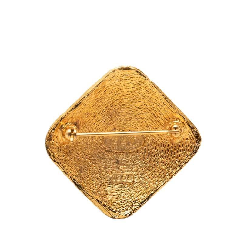 Chanel CC Gold Plated Diamond Brooch Gold Metal Very good condition - Inside View