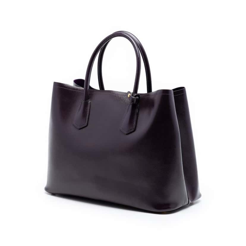 Prada Medium Saffiano Cuir Double Satchel Purple Leather Never worn, with tag - Back View
