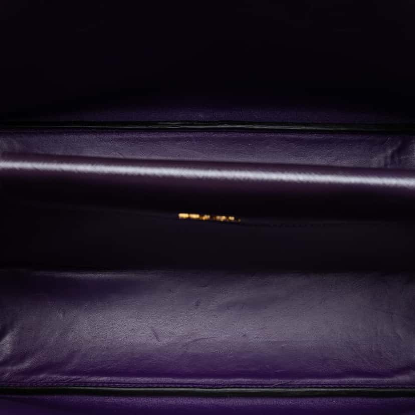 Prada Medium Saffiano Cuir Double Satchel Purple Leather Never worn, with tag - Model View