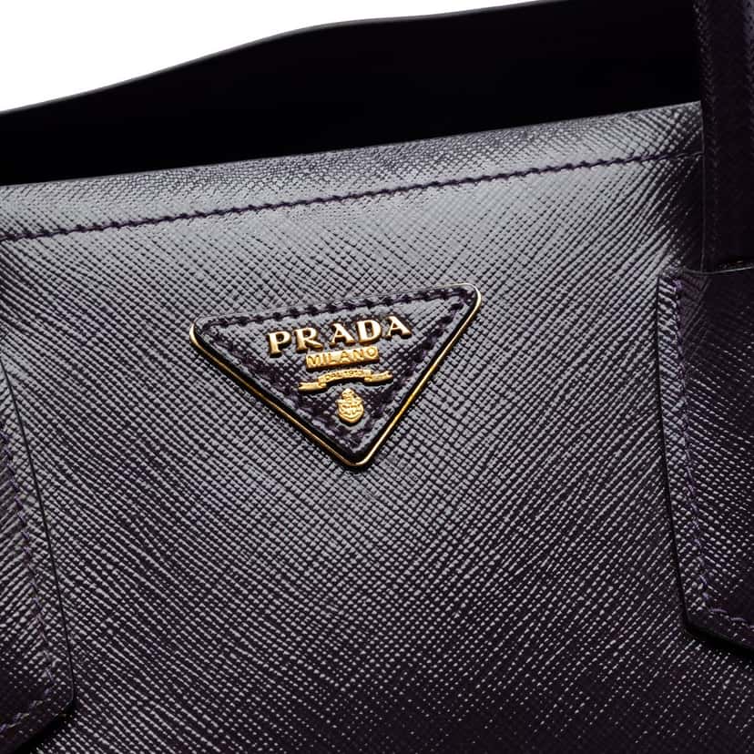 Prada Medium Saffiano Cuir Double Satchel Purple Leather Never worn, with tag - Box View