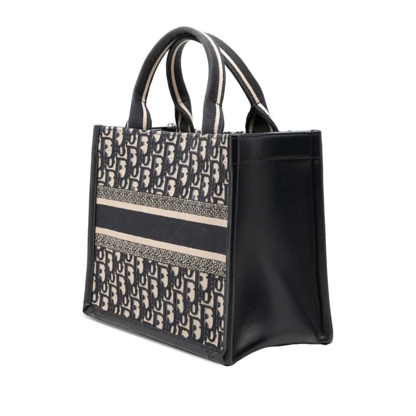 Dior Small Oblique Embroidered Canvas Book Tote Blue Very good condition - Back View