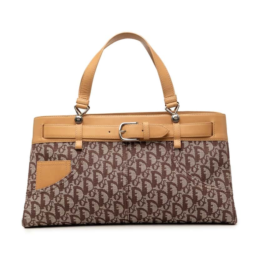 Dior Diorissimo Trotter Canvas Jeans Pocket Tote Brown Good condition - Front View