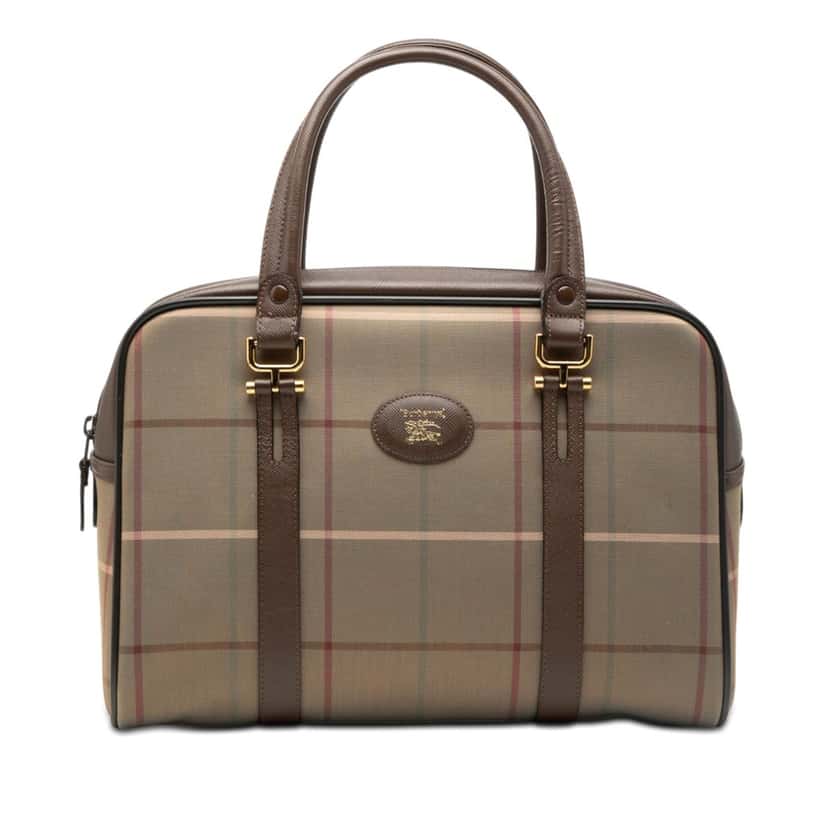 Burberry Vintage Check Canvas Handbag Brown Very good condition - Front View