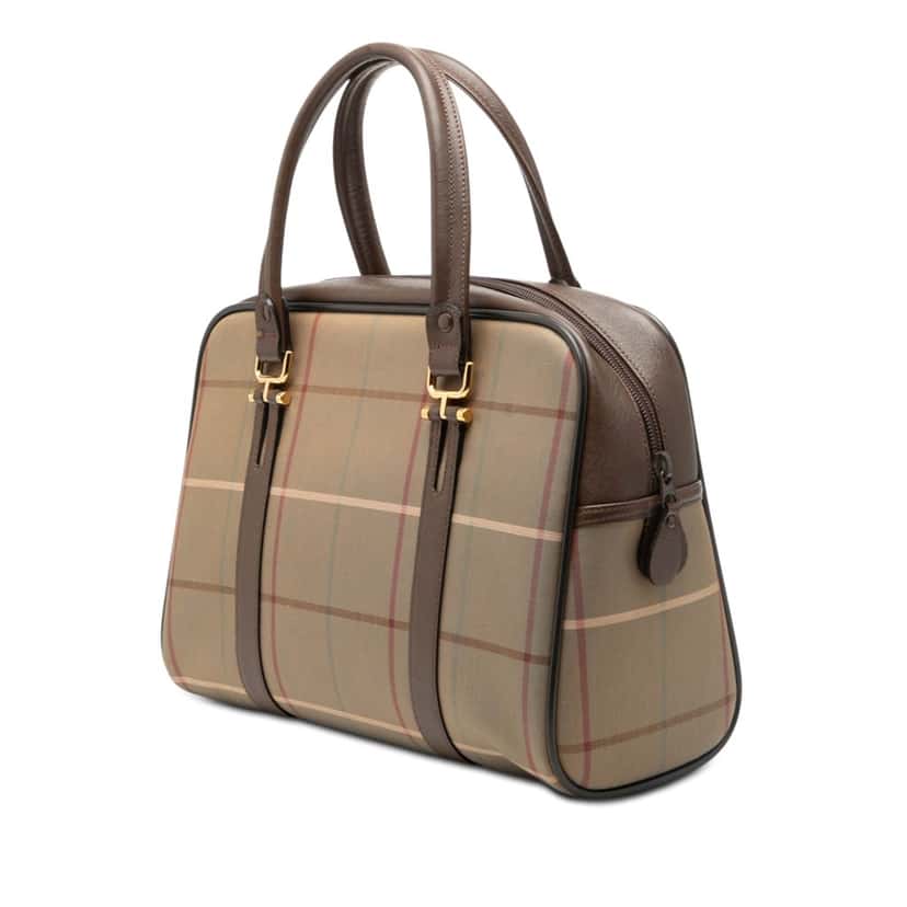 Burberry Vintage Check Canvas Handbag Brown Very good condition - Back View