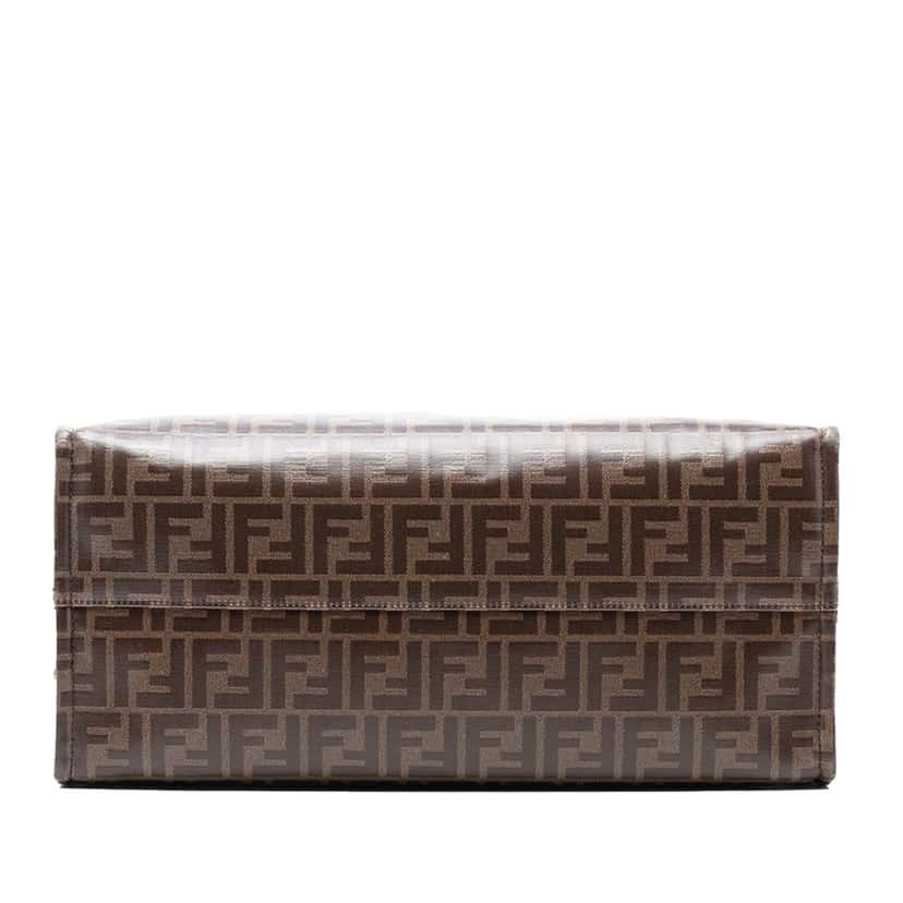 Fendi FILA Glazed Fabric FF 1974 Mania Shopping Tote Brown Very good condition - Inside View