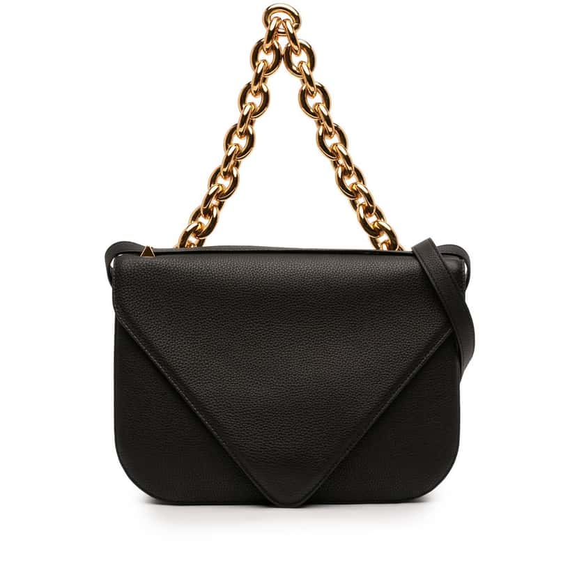 Bottega Veneta Medium Leather Mount Envelope Chain Bag Black Leather Very good condition - Front View