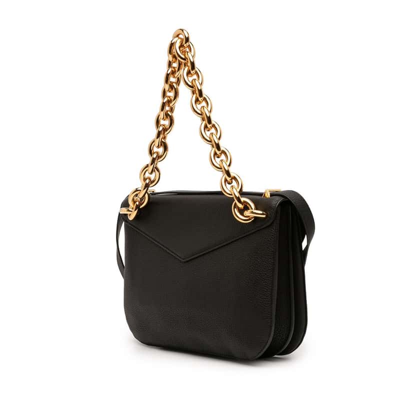 Bottega Veneta Medium Leather Mount Envelope Chain Bag Black Leather Very good condition - Back View