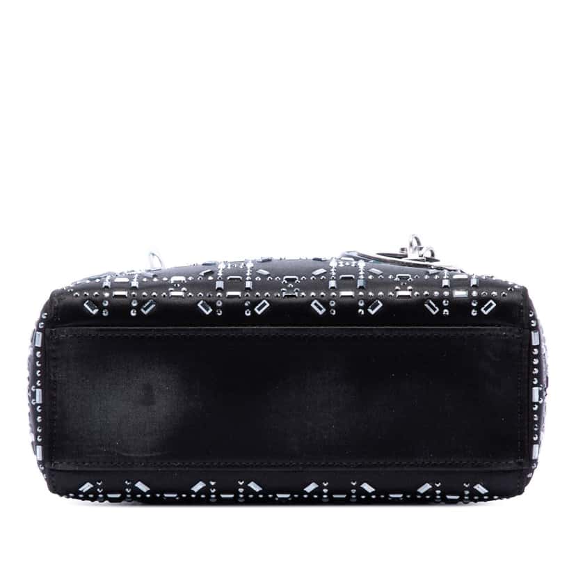 Dior Mini Satin Cannage Strass Crystal Embellished Lady Dior Black Very good condition - Inside View