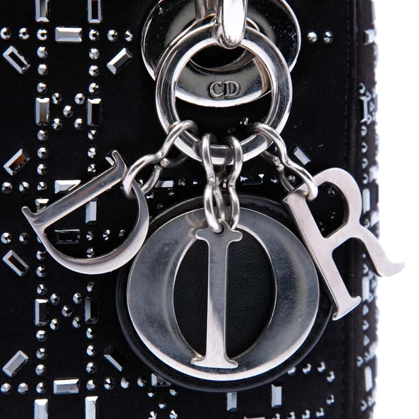 Dior Mini Satin Cannage Strass Crystal Embellished Lady Dior Black Very good condition - Box View