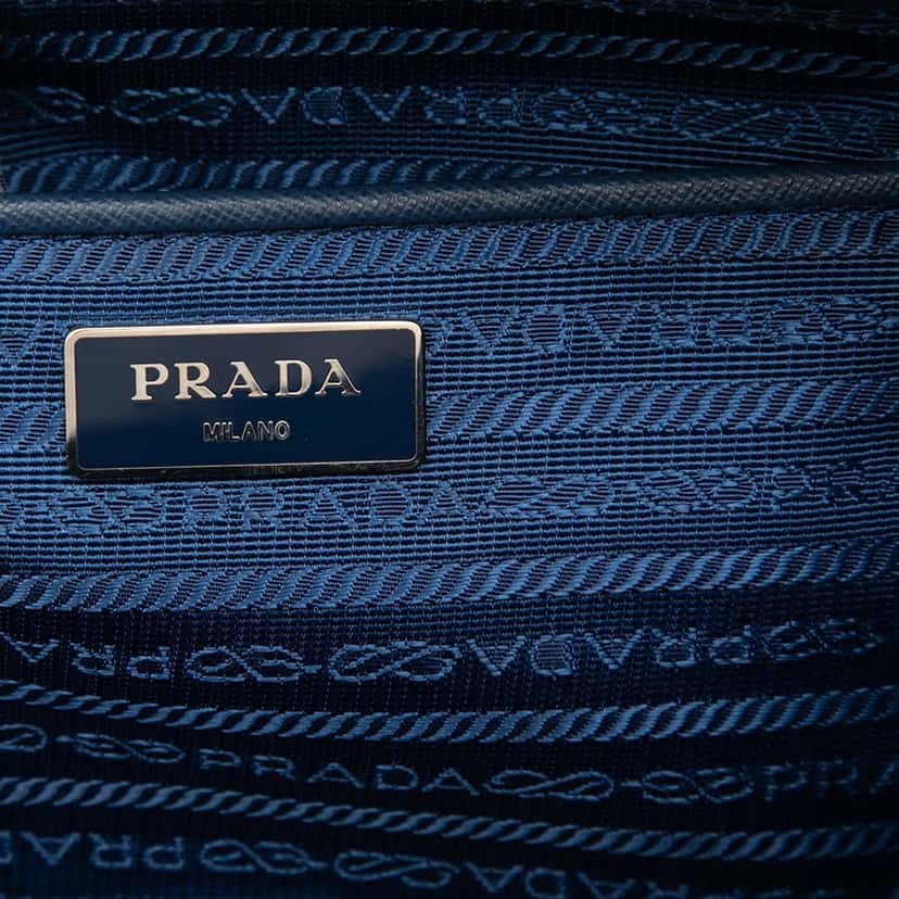 Prada Impuntu Tessuto Chain Shoulder Bag Blue Very good condition - Box View