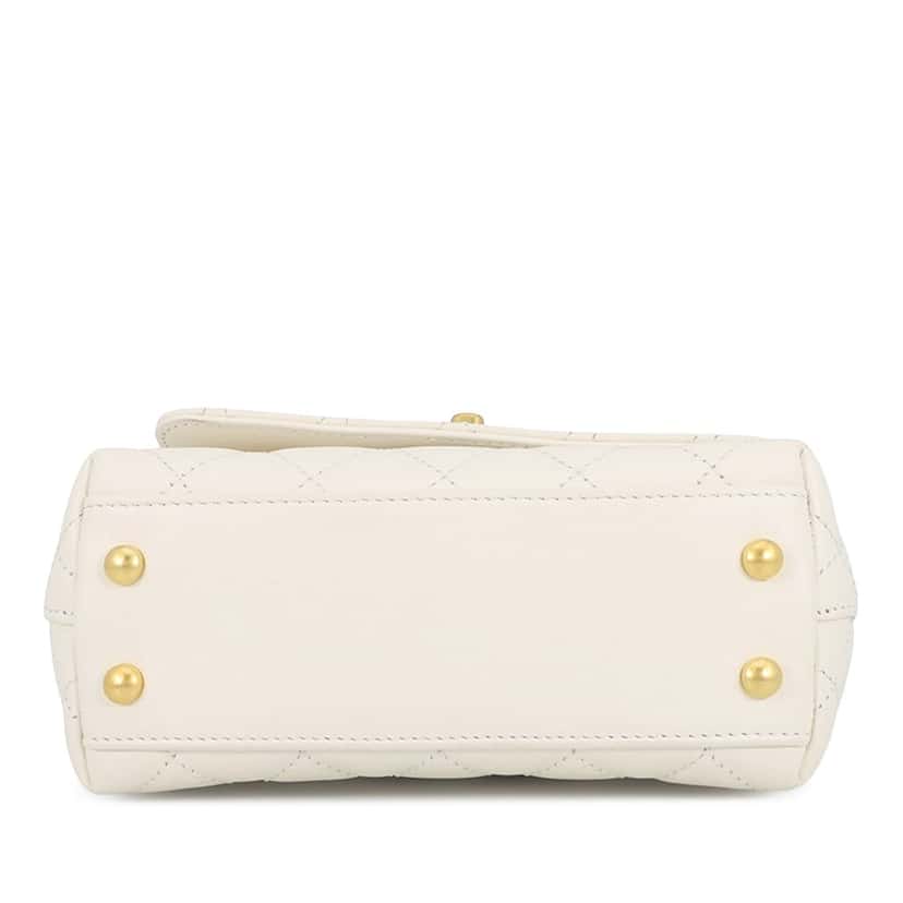 Chanel CC Quilted Lambskin Charms Coco Top Handle Bag White Leather Very good condition - Inside View
