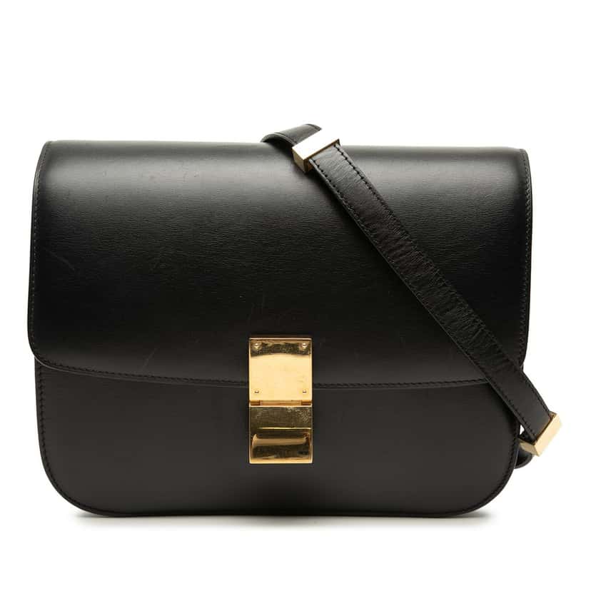 Celine Medium Calfskin Classic Box Black Leather Very good condition - Front View