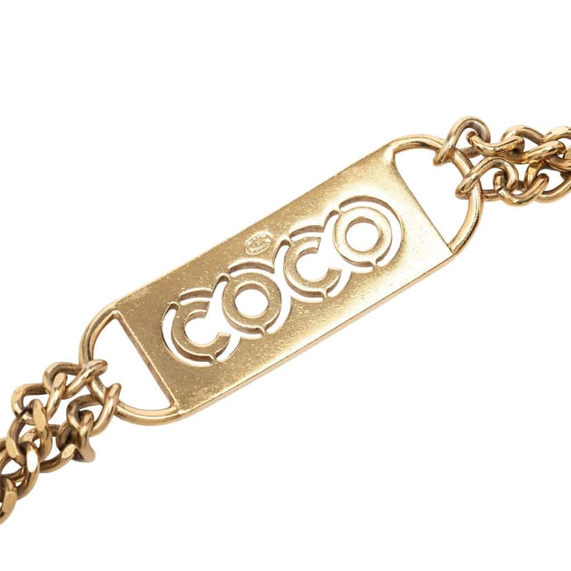 Chanel CC Gold Plated Strass Coco Plaque Double Chain Belt Gold Metal Very good condition - Inside View