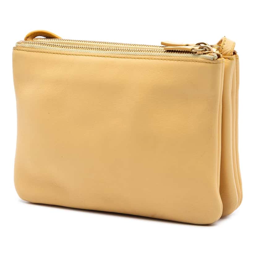 Celine Small Lambskin Trio Crossbody Yellow Leather Very good condition - Back View