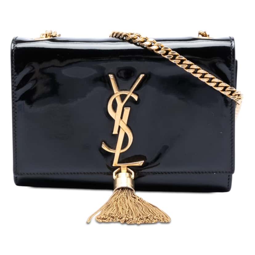 Saint Laurent Small Patent Monogram Kate Tassel Crossbody Black Leather Very good condition - Front View