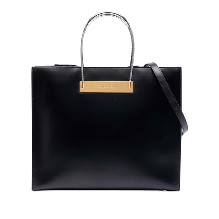 Balenciaga Small Leather Cable Shopper Tote Black Leather Never worn, with tag - Front View