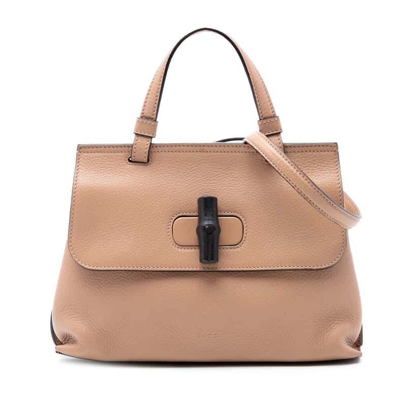 Gucci Small Leather Bamboo Daily Satchel Beige Leather Very good condition - Front View