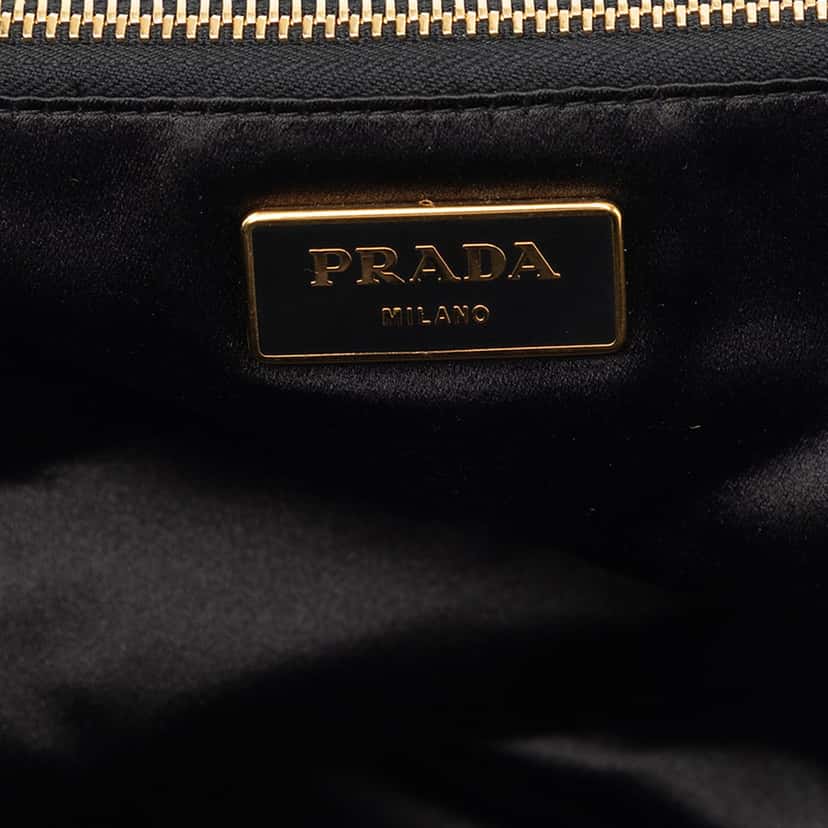 Prada Satin Sequin Stripes Tote Orange Very good condition - Box View