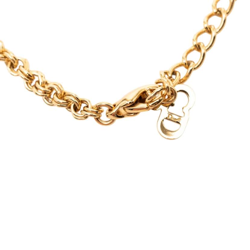 Dior Gold Plated CD Logo Strass Pendant Necklace Gold Metal Very good condition - Box View