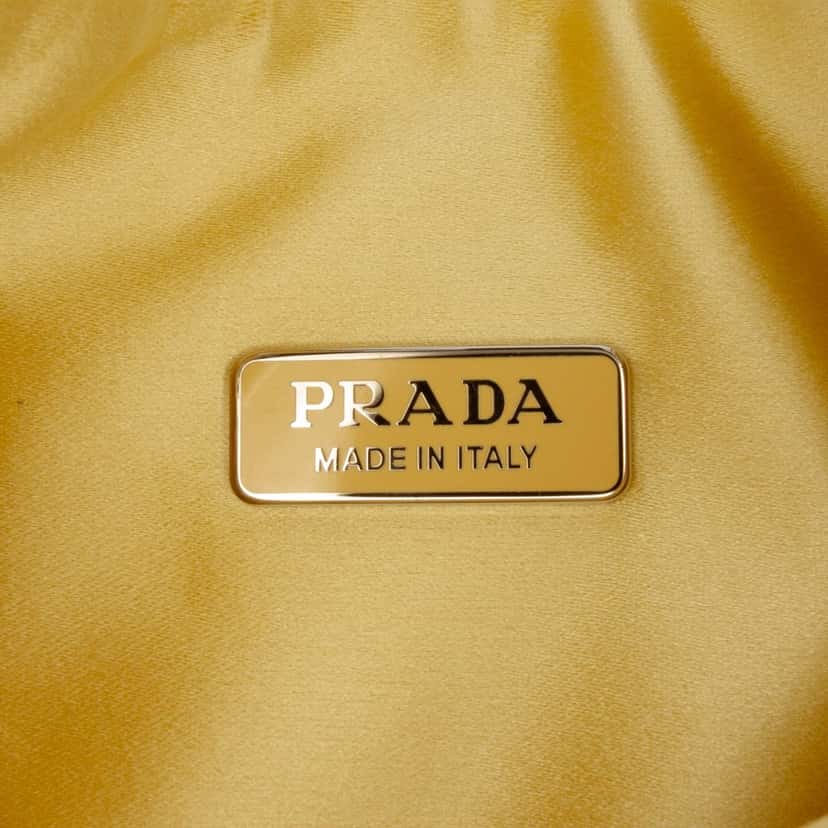 Prada Mini Satin Crystal Re Edition 2000 Shoulder Bag Yellow Never worn - Box View