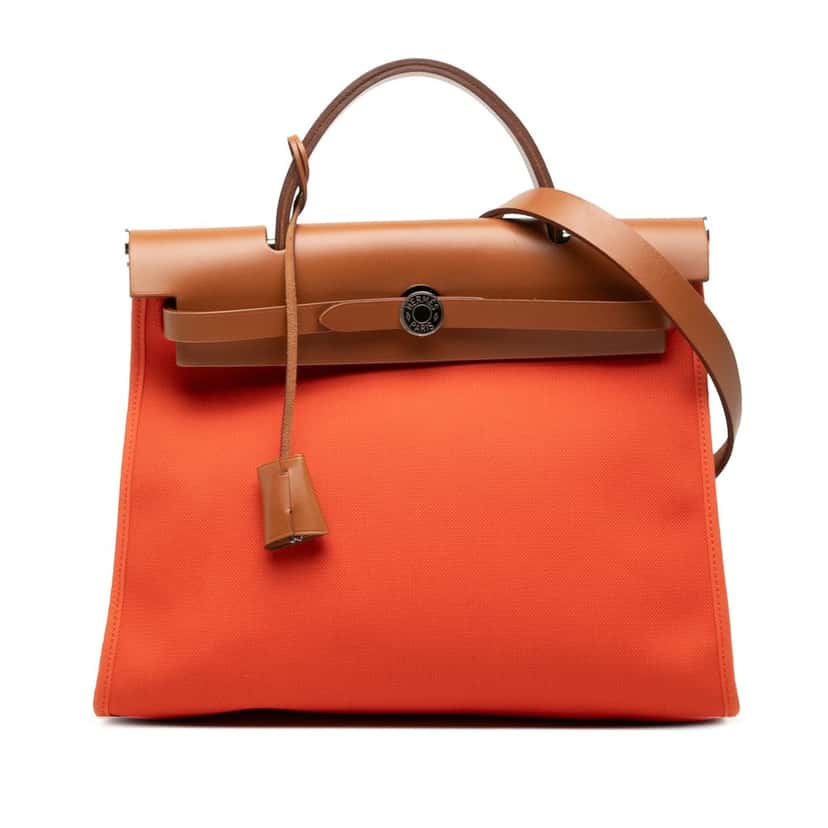 Hermès Toile Herbag Zip 31 Orange Very good condition - Front View