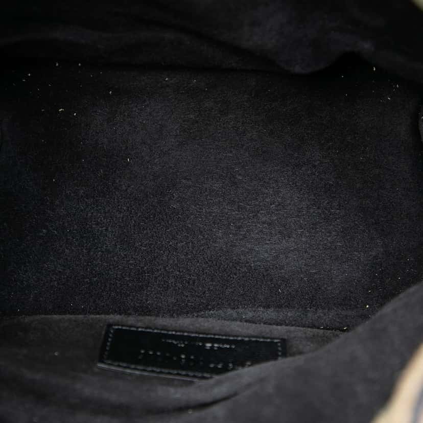 Saint Laurent Small Camouflage Print Suede Emmanuelle Fringe Bucket Bag Brown Leather Very good condition - Model View