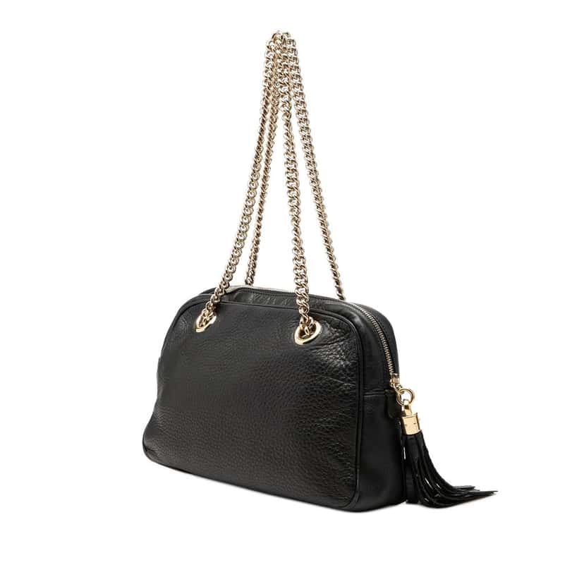Gucci Pebbled Leather Soho Chain Zip Shoulder Bag Black Leather Very good condition - Back View