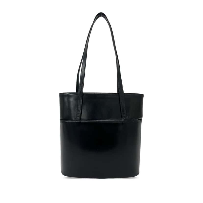 Burberry House Check Trimmed Leather Tote Black Leather Very good condition - Back View