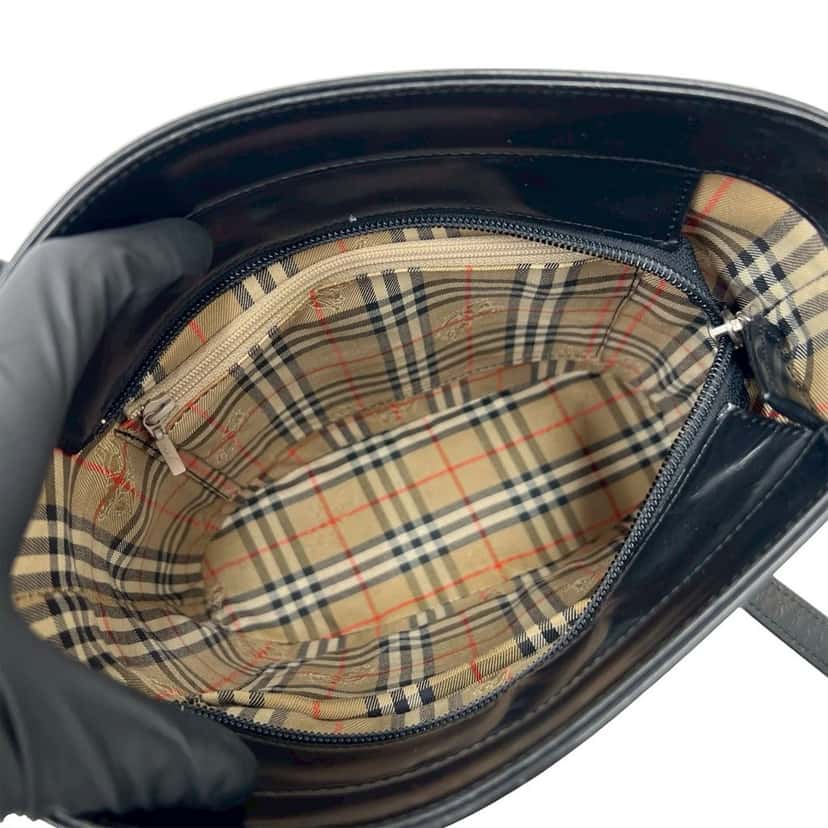 Burberry House Check Trimmed Leather Tote Black Leather Very good condition - Inside View