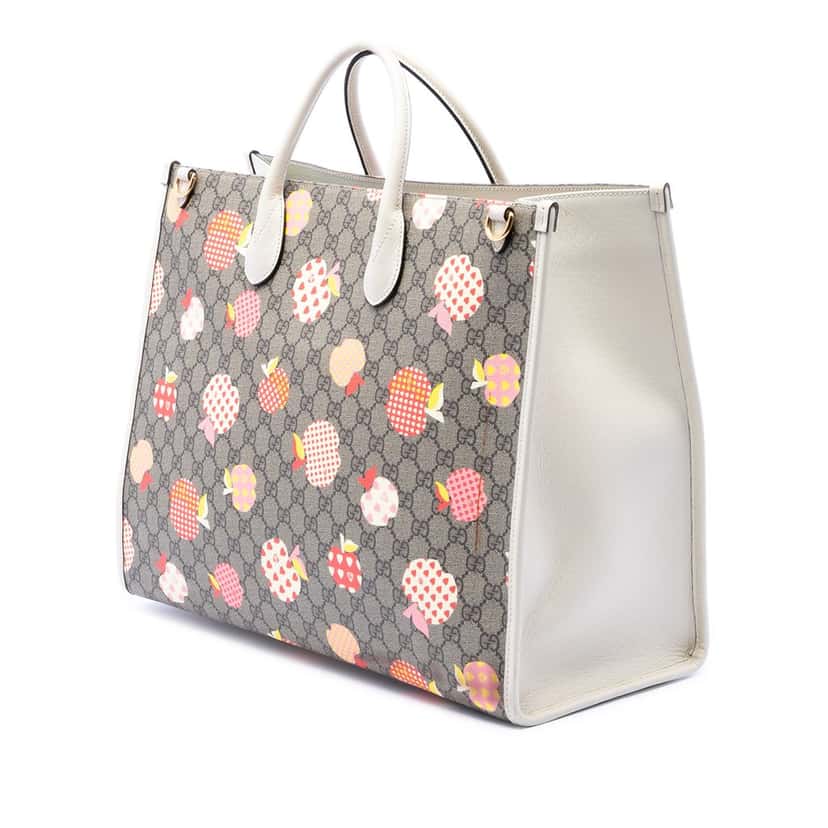 Gucci Large GG Supreme Les Pommes Apple and Heart Interlocking G Tote Beige Very good condition - Back View