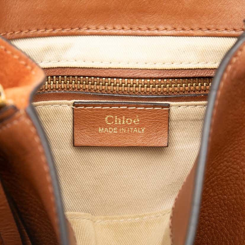 Chloé Medium Calfskin and Suede Faye Backpack Brown Leather Very good condition - Box View