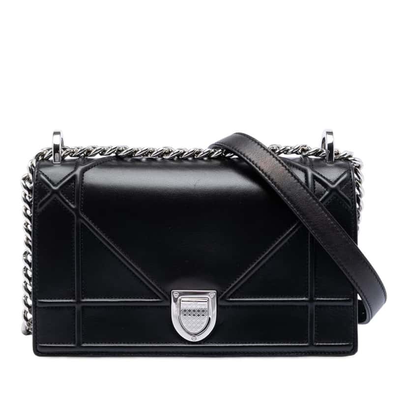 Dior Small Lambskin Diorama Flap Black Leather Very good condition - Front View