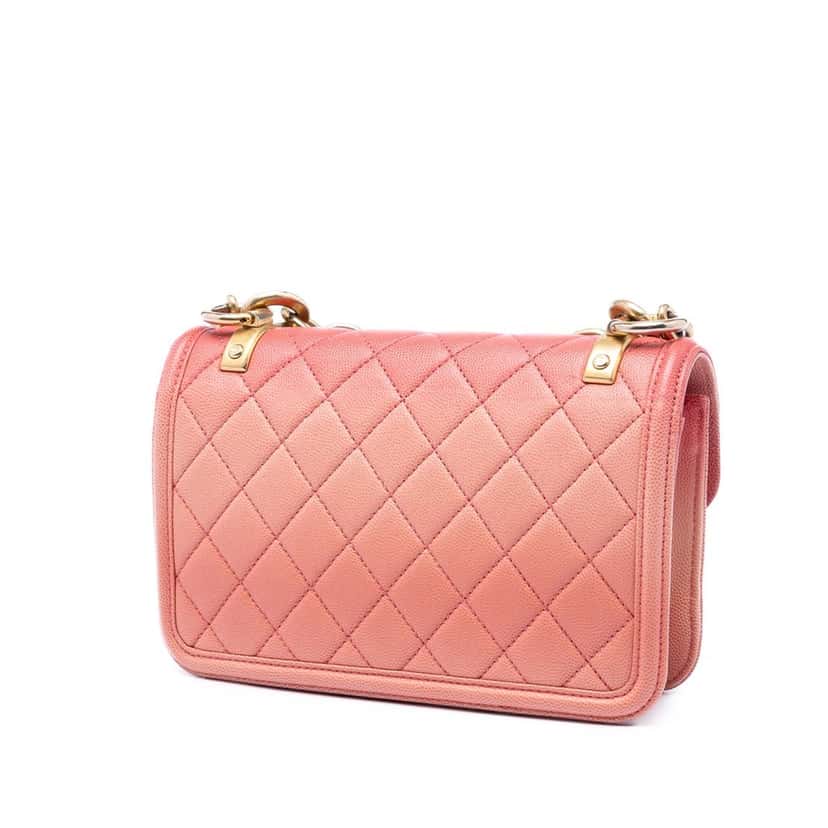 Chanel Small Quilted Caviar Sunset On The Sea Flap Pink Leather Very good condition - Back View