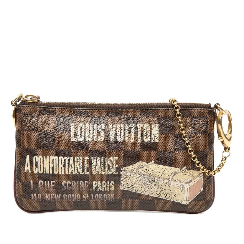 Louis Vuitton Damier Ebene Trunks Labels Pochette Milla MM Brown Very good condition - Front View