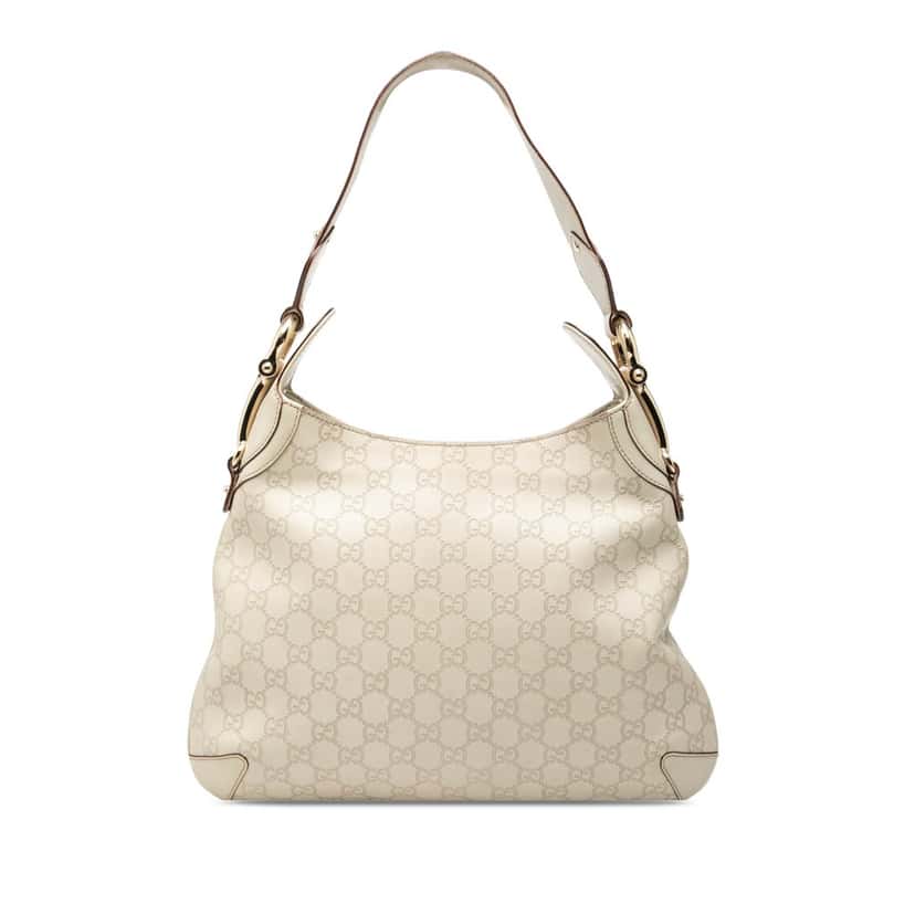 Gucci Guccissima Horsebit Creole Hobo White Leather Very good condition - Front View