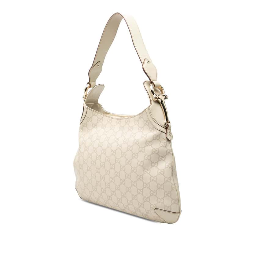 Gucci Guccissima Horsebit Creole Hobo White Leather Very good condition - Back View