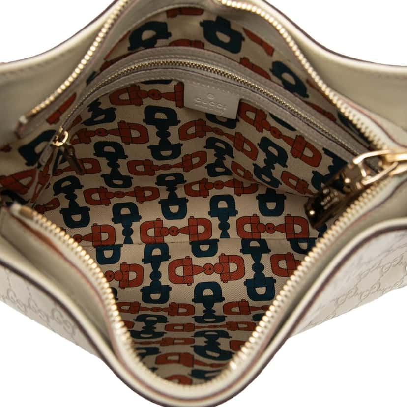 Gucci Guccissima Horsebit Creole Hobo White Leather Very good condition - Model View
