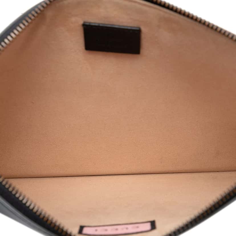 Gucci Calfskin Ghost Zip Clutch Black Leather Very good condition - Model View