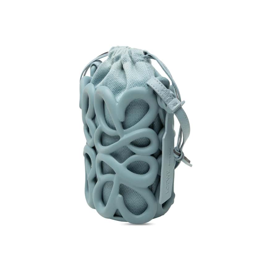 Loewe Anagram Inflated Cutout Rubber and Canvas Pocket Bucket Bag Blue Very good condition - Back View
