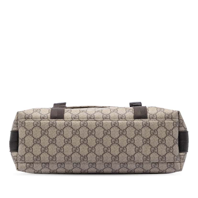 Gucci Large GG Supreme Double Buckle Flap Messenger Bag Beige Very good condition - Inside View