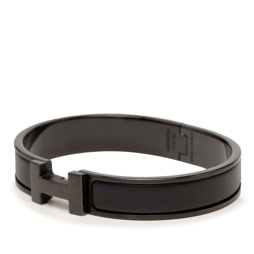 Hermès Narrow Enamel So Black Clic HH Bracelet Black Very good condition - Back View