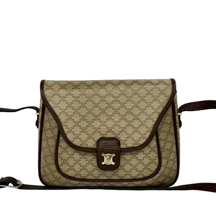 Celine Macadam Coated Canvas Crossbody Beige Very good condition - Front View