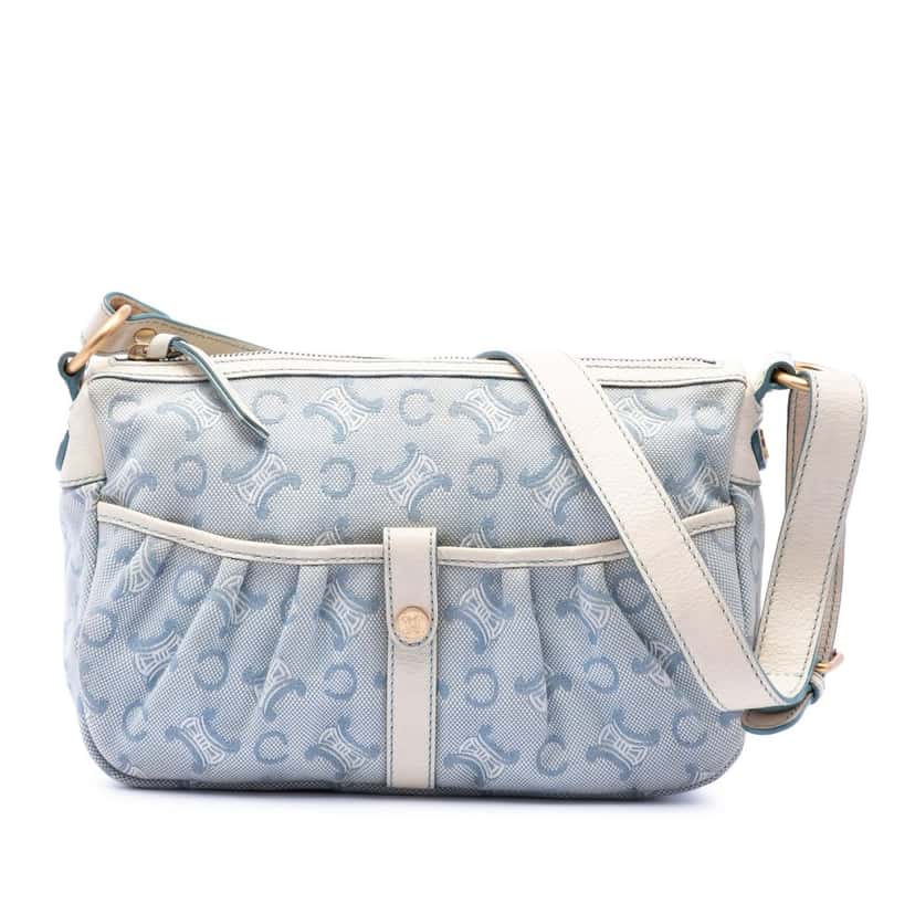 Celine C Macadam Canvas Crossbody Blue Very good condition - Front View