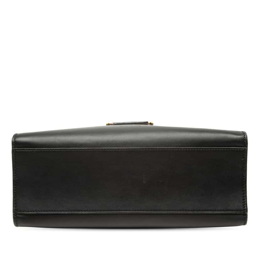 Gucci Small Bicolor Calfskin Bamboo Buckle Web Top Handle Bag Black Leather Very good condition - Inside View
