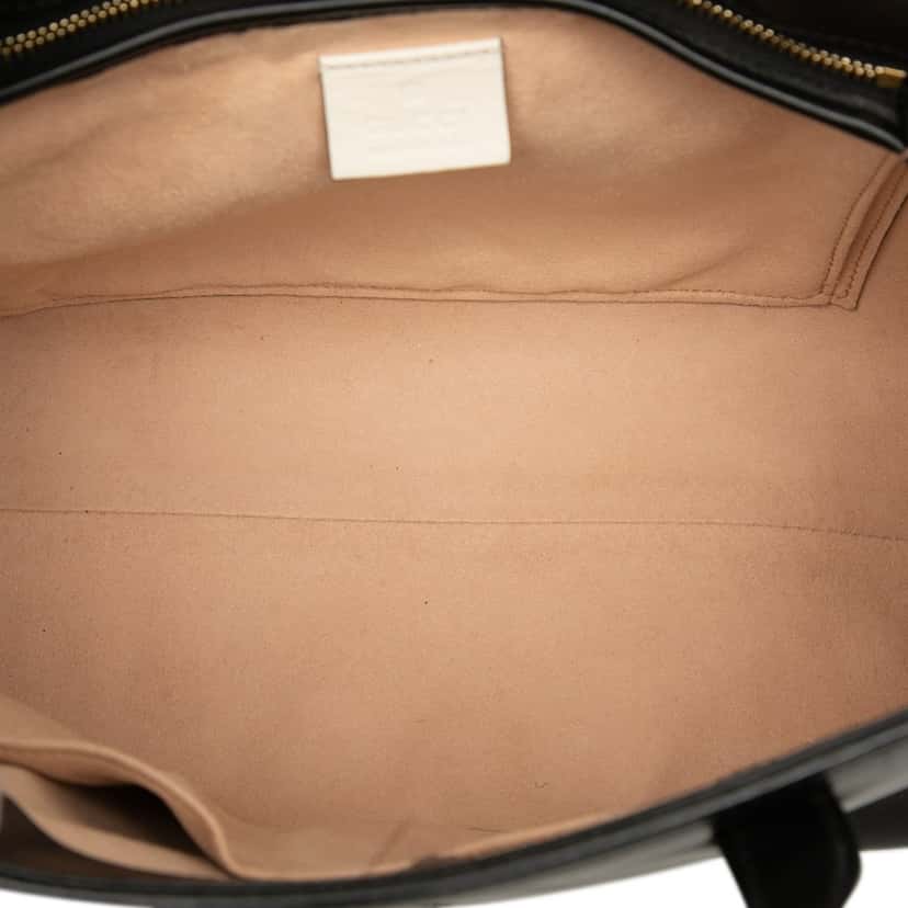 Gucci Small Bicolor Calfskin Bamboo Buckle Web Top Handle Bag Black Leather Very good condition - Model View